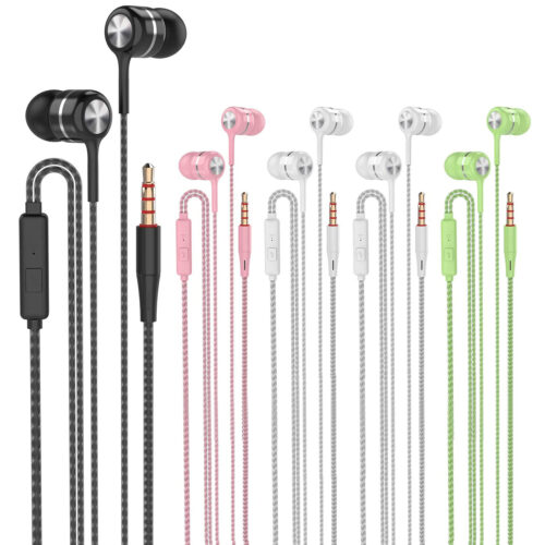 Earbuds Headphones with Microphone 5 Pack,Earbuds Wired Stereo Earphones in-Ear Headphones Bass Earbuds,Fits All 3.5mm InterfaceStereo for Samsung, iPhone and Mp3 Players(Black+White+Pink+Green)